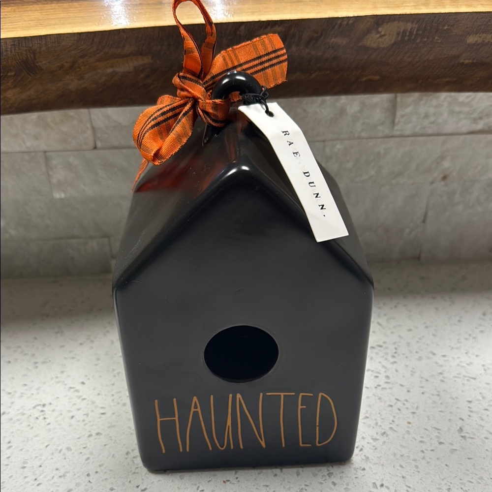 Rae Dunn Black and Orange Haunted House Decor